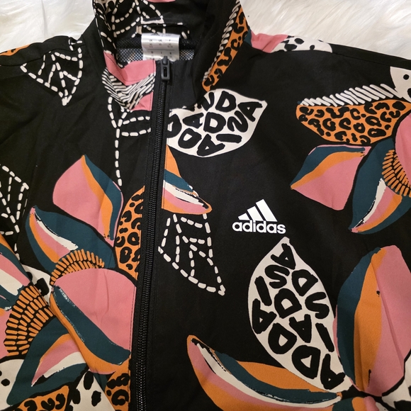 🐯 Adidas Printed – Floral Abstract | Zip-Up Track Jacket | XS - Picture 4 of 8
